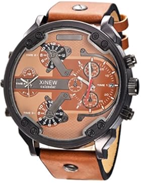 Rcool 2017 Luxus Edelstahl Uhr Leder Datum Analog Quarz Herren Armbanduhren Khaki für Männer