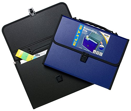 Elite A4 12 Gusset Pocket Expanding File Organiser Plastic Storage Filing Folder