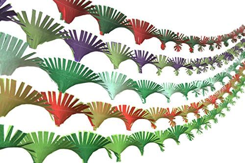 Hand Made by Aunty Mabel NOW MADE WITH NEW SUPERIOR QUALITY CREPE PAPER Hand Fringed Ceiling Decoration Streamer Party Wedding Christmas OVER 30 DIFFERENT COLOUR COMBINATIONS AVAILIBLE (light green and purple)