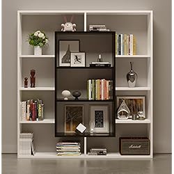 HOMIDEA Venus Étagère à Livres – Étagère – Meuble de Salle de séjour, Bureau au Design Moderne (Blanc/Noir)