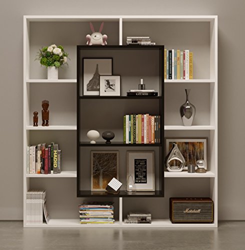 HOMIDEA Venus Étagère à Livres – Étagère – Meuble de Salle de séjour, Bureau au Design Moderne (Blanc/Noir)