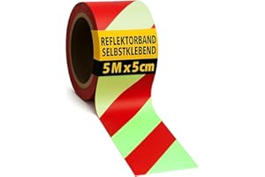 notlok Safety Work - Rubalise Lumineuse de Sécurité | 5 m x 5 cm | Bande Reflechissante Autocollante | Ruban Réfléchissant Adhésif | Autocollant Fluorescent pour Signalisation | Rouge