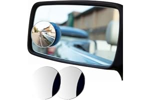 BQRKOTM Confezione da 2 Specchietti per Punto Cieco, Rotondo Senza Cornice 360° Oscillazione Regolabile HD Vetro Specchio Convesso Retrovisore Universale per Auto per SUV Camio