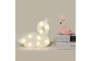 GUOCHENG Cute Swan Shaped LED Night Light Warm White Shine Table Night Lamps Bedroom Nursery Home Bedside Indoor Decorations Birthday for Kids Children Girls(White)
