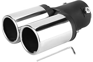 HLYJOON Tubo de escape Punta de escape doble Tubo de escape Acero inoxidable Coche universal Tubo de escape doble modificado Punta del silenciador trasero Cola de garganta