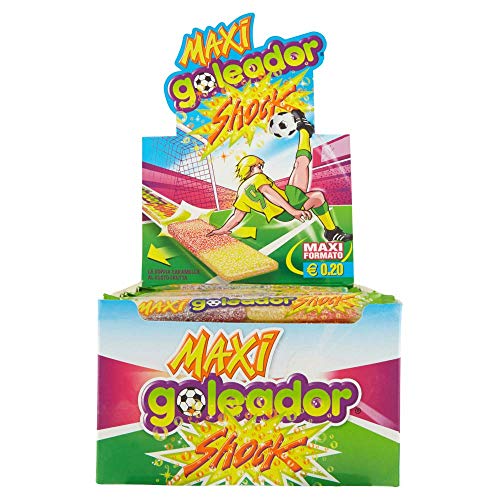 Goleador Maxi Shock, la Doppia Caramella Gommosa Ricoperta di Zucchero, Box da 130 Pezzi, Frizzante con Gusti Assortiti, 2 Caramelle per Incarto, Ideale per Feste per Bambini
