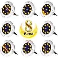 Solar Bodenleuchten 8 Stück ,Solarlicht Garten Licht,Wasserdichtes Upgrade im Freien Scheibenbeleuchtung Bodenleuchten…