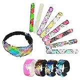 colores vivos: el embalaje tiene rosa, azul, plata, azul, violáceo, blanca, etc, pulsera de lentejuela puede hacerse la fiesta de bolso de regalo.