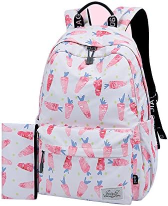 Uniui Canvas Backpack for Girls Teenage School Backpack Women Print Backpack Purse Carrot