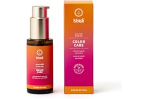 Aceite capilar khadi COLOR CARE - Tratamiento capilar para fijar el color vegetal del cabello - Brillo y protección UV - Luminosidad - 100% natural, vegetal y vegano - 50 ml