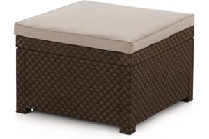 SP Berner Shaf - Diva | Puff Exterior para Muebles de Jardin - Taburete Bajo de Jardin | Fabricado en España con Materiales Reciclados - Color Wengué