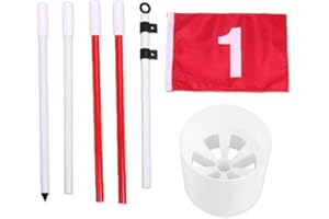 CUCUFA Golf Flagsticks Putting Green Flags Hole Cup Set, Putting Flags with Splittable 5-Section Design for Backyard Garden Red