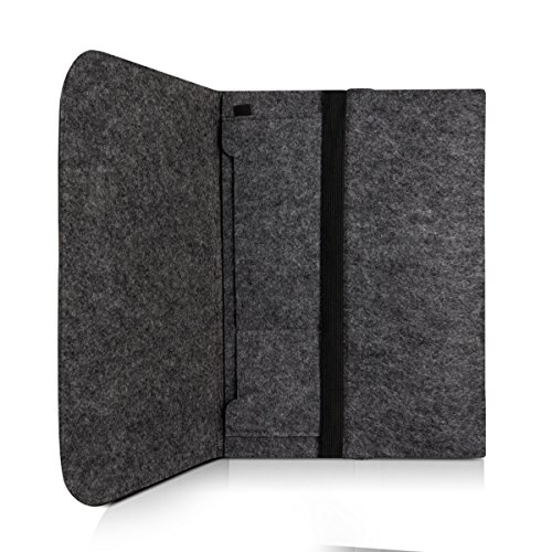 kwmobile Laptoptasche Filz Sleeve für Microsoft Surface Book – Notebook Tasche Schutzhülle Laptop Case Hülle in Dunkelgrau mit Innentaschen - 5