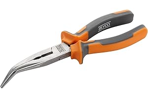 Alyco HR 170536 - Pinza a becchi mezzotondi curvi HR DIN 5745 Cr-V 200 mm con gambo bimateriale, Nero
