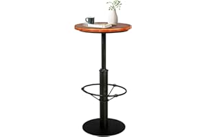 BOKKOLIK 42inch Farmhouse Bar Table Industrial Style Bistro Table Vintage Pub Table Rustic Cocktail Table for Kitchen Dinning Room Coffee House Pub Round Wooden Top Metal Base