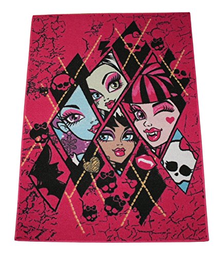 Kinder Teppich Kinderteppich Läufer - mit Monster High - 95 x 133 cm - pink - rosa (Checkers)