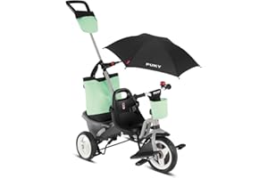 PUKY CEETY Comfort | Komfortables und sicheres Dreirad | Teleskop-Schiebestange | für Kinder ab 1,5 Jahren | mit Fußstütze | Lichtgrau