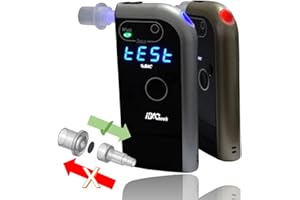 iBACheck Éthylomètre électrochimique à Pile à Combustible, éthylotest Rechargeable. Alcootest électronique avec Embout Anti-Aspiration + Bouton d'éjection. Réponse Rapide et zéro Attente