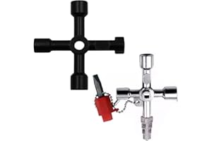 JYNXOR 2 Pcs 4 Kant schlüssel, Kreuzschlüssel, Vierkantschlüssel, Universalschlüssel Wasserhahn Schlüssel,4-Wege Service-Kreuz Schlüssel, Verwendet für Stromzähler, Wasserzähler, Gaszähler, Heizkörper