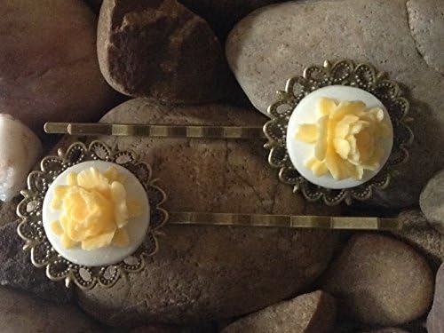 White -Beautiful Bronze Handmade Vintage Cameo Flower Hair Bobby Grips Wedding Pins