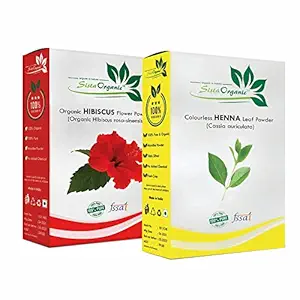 SistaOrganic Hibiscus Powder and Colourless Henna Mehandi Powder for Hair Care (Combo kit) - 200gm