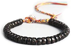 EXINOX Pulsera Tibetana de Cuentas de Las Suerte | Hombre Mujer | Cuentas de Coco Natural | Tradicional Tibetana Budistra Espiritual