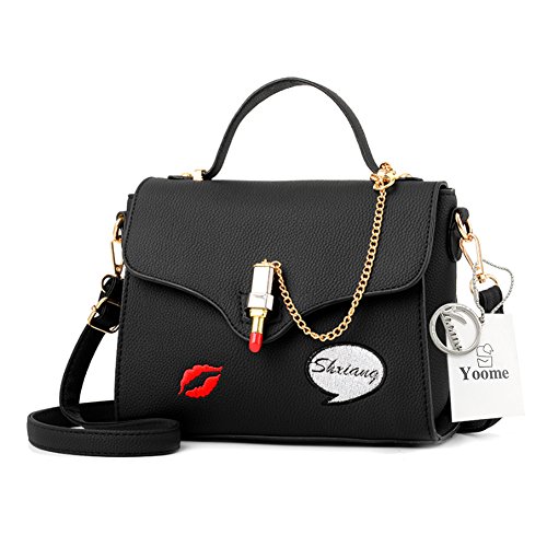 Yoome Lichee Pattern Handbags Rouge à lèvres Décoration Sacs élégant pour Femme Porte-Monnaie pour Dames - Noir