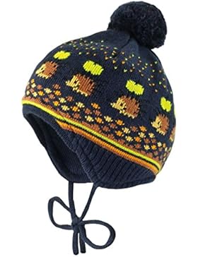 maximo Baby - Jungen Mütze Mütze, Ausgenäht mit Bindeband, Pompon, Igel
