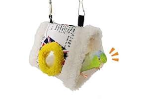NganSuRong Bird Nest Parrot Hanging Hammock Soft Warm Plush Cage Swing Cave House Bed Hut Tent For Cockatoo Macaw African Budgie Parakeet Cockatiel Lovebird Finch,12x16x12cm