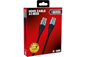 Konix Câble HDMI 2.1 pour Nintendo Switch 2 - Compatibilité 4K et 8K - Nylon tressé - Longueur 1,8 m - Noir