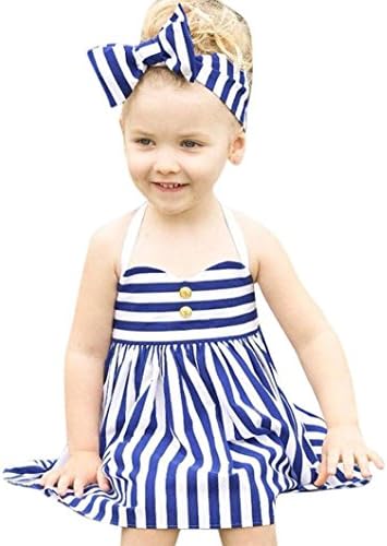 Baby Sets, SHOBDW Toddler Kids Baby Girls Outfits Clothes Summer Princess Dress+Headband 2PCS Sets (2-3Y, Blue)