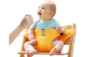 ONATISMAGIN Sièges chaise haute sécurité pour bébé, harnais chaise haute portable pour tout petit, siège sécurité d'alimentation lavable pour la maison/voyage/shopping/restaurant (Jaune)