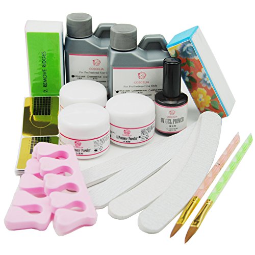 Coscelia Nagel Acryl Pulver Flüssigkeit Pinsel Glitter File Nailart Tip Nagelstudio Set