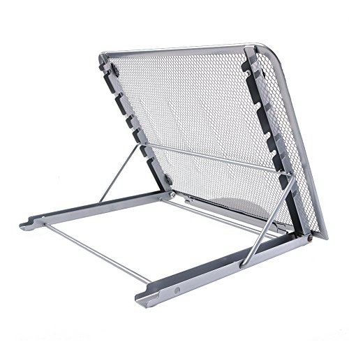 Faltbarer Laptop Tablet Ständer, InGoo Laptopständer Mesh Belüftet Kühler Halter Verstellbarer Computer Halterung Stütze Ständer für Laptop, Notebook, iPad Mini, iPhone, Tablets(Silber-Grau) - 4