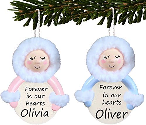 Truly for You Personalised Christmas Decoration, Handmade Remembrance Gift, In Loving Memory, Sleeping Baby, PINK OR BLUE