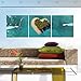 Produktbild MOXGO leinwand gemälde 3 Panels Home Decor Ship Tropical Seascape Paintings Heart Island Oil Painting On Canvas Room Wall Romantic Decoration Unframed