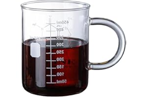 Yushu - Tazza per caffeina, bicchiere graduato, tazza con manico, tazza in vetro borosilicato, tazza chimica fresca, regalo per bambini, facile e sicuro riscaldamento