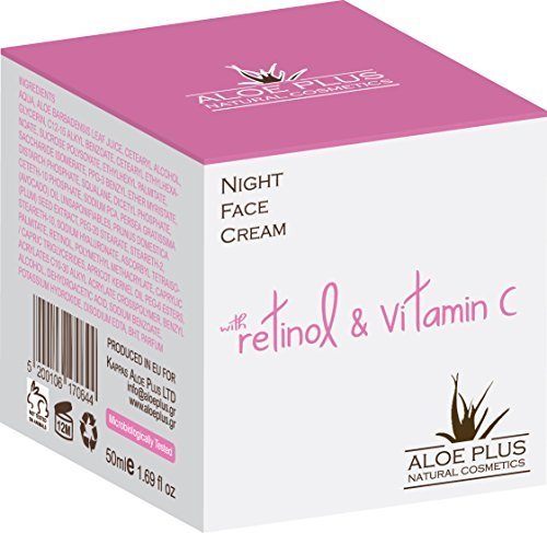 Night Cream Moisturiser For Face & Neck - With Aloe Vera, Retinol & Vitamin C - 50ml - Visibly Reduces Appearance of Fine Lines , Wrinkles and Age Spots - Anti-Oxidant Protection - Skin Rejuvenation.