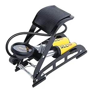 GOSFRID with GF LOGO Double Barrel Aluminum Body High Pressure Air Pump Foot Inflator with Accurate Pressure Gauge