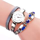 Frauen Uhren,Moeavan Womens Armband Uhren Damen Mädchen Mode Tisch Diamant Kreis Armband Quarz Uhren im Angebot Räumungs Dame Uhren Frau Uhren Günstige Uhren für Frauen (Blau)