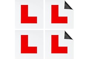 Chutoral Pack of 4 Magnetic L Plates for Car, Fully Magnetic Learner Plates for New Car Drivers, Learner Driver Plates, Extra Thick L Plates for Motorcycle, Waterproof, Easy To Use & No Scratching