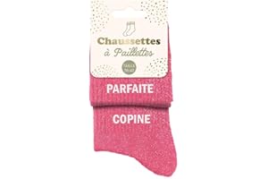 STC Chaussettes Pailletées Duo Parfaites Copine - Rose - Taille M - Femme - Adultes en Couple - Chaussettes Pailletées