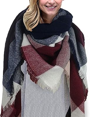 Heekpek® Écharpe Chale Femme Cachemire Chaud Automne Hiver Grand Plaid Tissu Glands Foulard (Rouge)