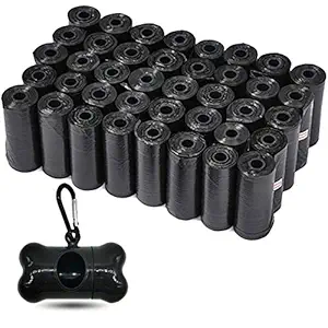 TYONMUJO Dog Poop Bags Wholesale Disposable Pet Waste Bags with Dispenser 120 Bags 8 Rolls+1 Dispenser Black U08