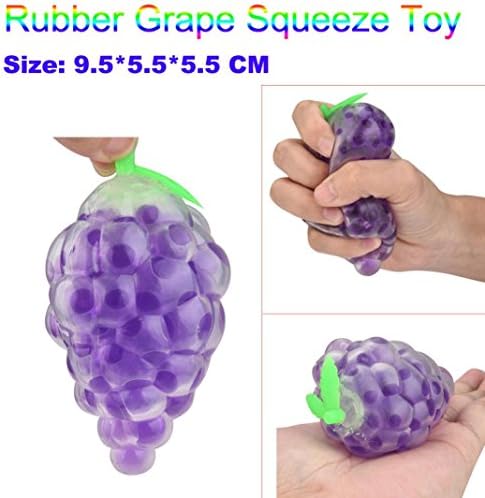 Soft Slow Rising Squeeze Toy, jieju Rubber Grape Ball Hand Wrist Squeeze Toy Stress Autism Mood Relief Gift (A)