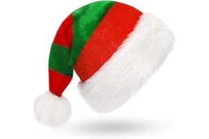 XLZJYIJ Weihnachtsmütze Nikolausmütze Plüsch, Weihnachtsmann Mützen Rot&Grün, Weihnachtliche Mütze Für Erwachsene, Plüsch Nikolaus Mütze für Herren/Damen