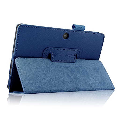 Infiland Folio Hülle Case Schutzhülle Tasche für 7 “7 Zoll Google Android Tablet-PC inklusive ALLDAYMALL A88S / A88X 17,8 cm (7 Zoll) Tablet-PC, rotor® 17,8 cm (7 Zoll) Android Tablet PC, JEJA 7 Zoll Android Google Tablet PC, Dragon Touch Y88X 7 Zoll Tablet PC, Trimeo 7 Zoll Tablet PC, Arespark Ultrathin 7 Zoll Tablet PC, PHROG7 Tablet PC (7 Zoll), Rixow Ultrathin 7 inch Tablet PC( Überprüfen Sie bitte die Details der kompatibelen Tablet-Modell-Liste in Produktbeschreibung)(Dunkleblau) - 8