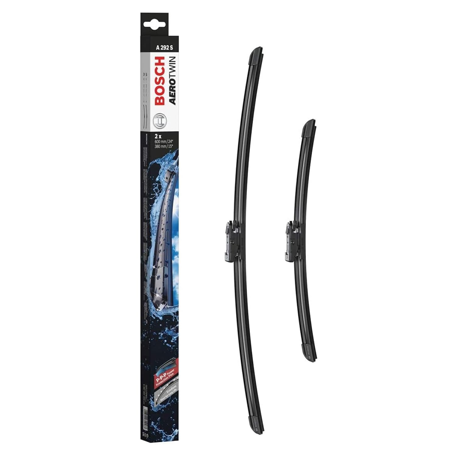 Bosch Aerotwin A 292 S Tergicristalli Anteriori, 600 mm / 380 mm | Set di 2 Tergicristalli di Ricambio, con Adattatore Preassemblato