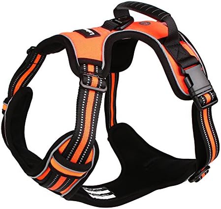 Lalawow Dog Harness with Handle No Pull Leash D-Ring Reflective (XL (34.65-39.37inch), Orange)