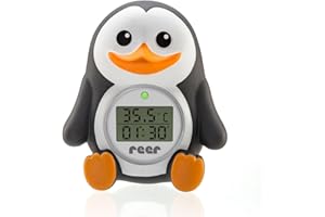 Reer Baby-Thermometer für die Badewanne mit süßem Unterwasserwelt-Motiv, kindersicheres Bade-Thermometer - Pinguin